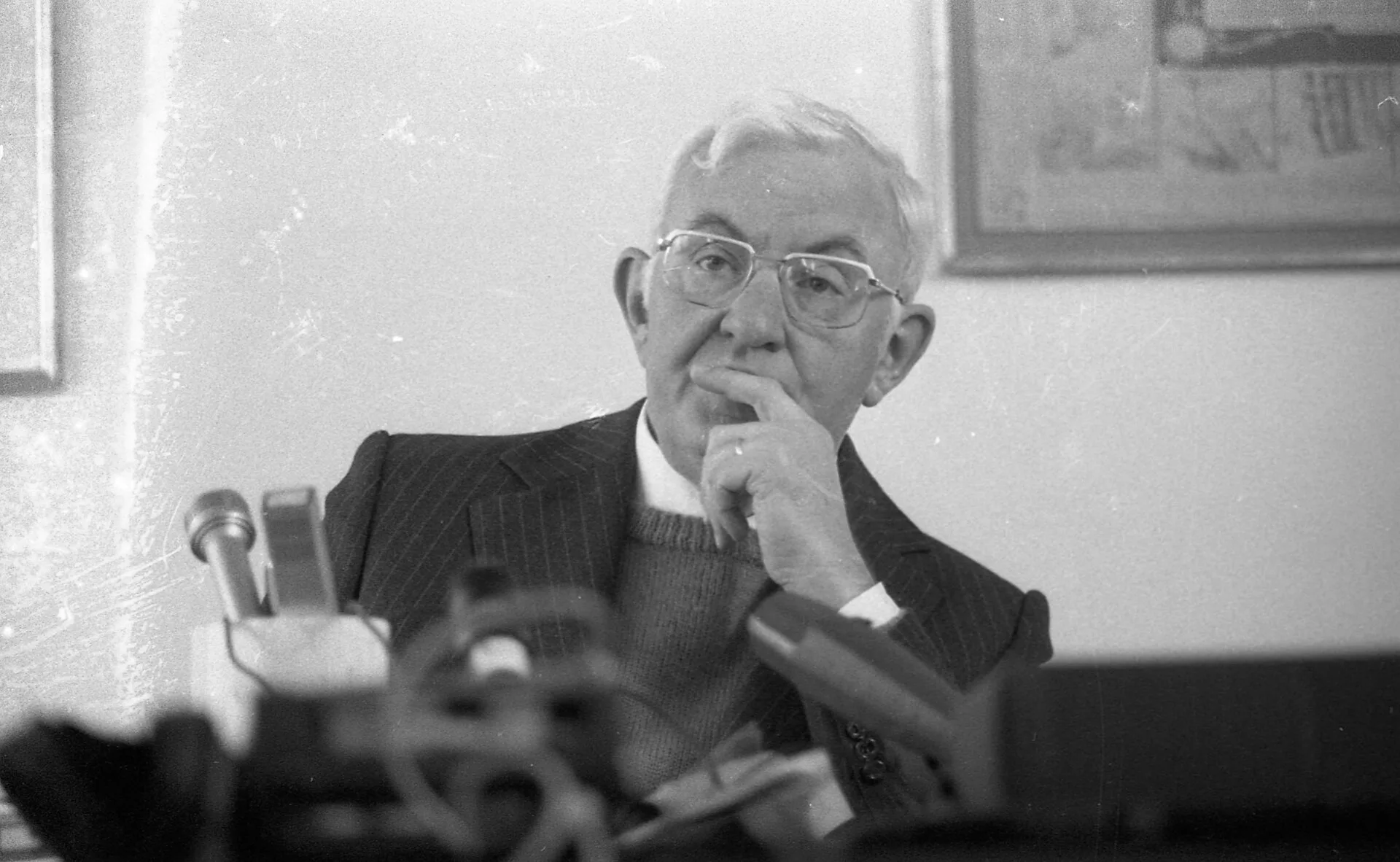 French Ambassador Jean Harley holding a press conference on Abu Daoud's release by the French Government.